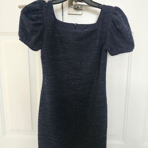 By Debra DB Navy Blue Puff Sleeve Dress